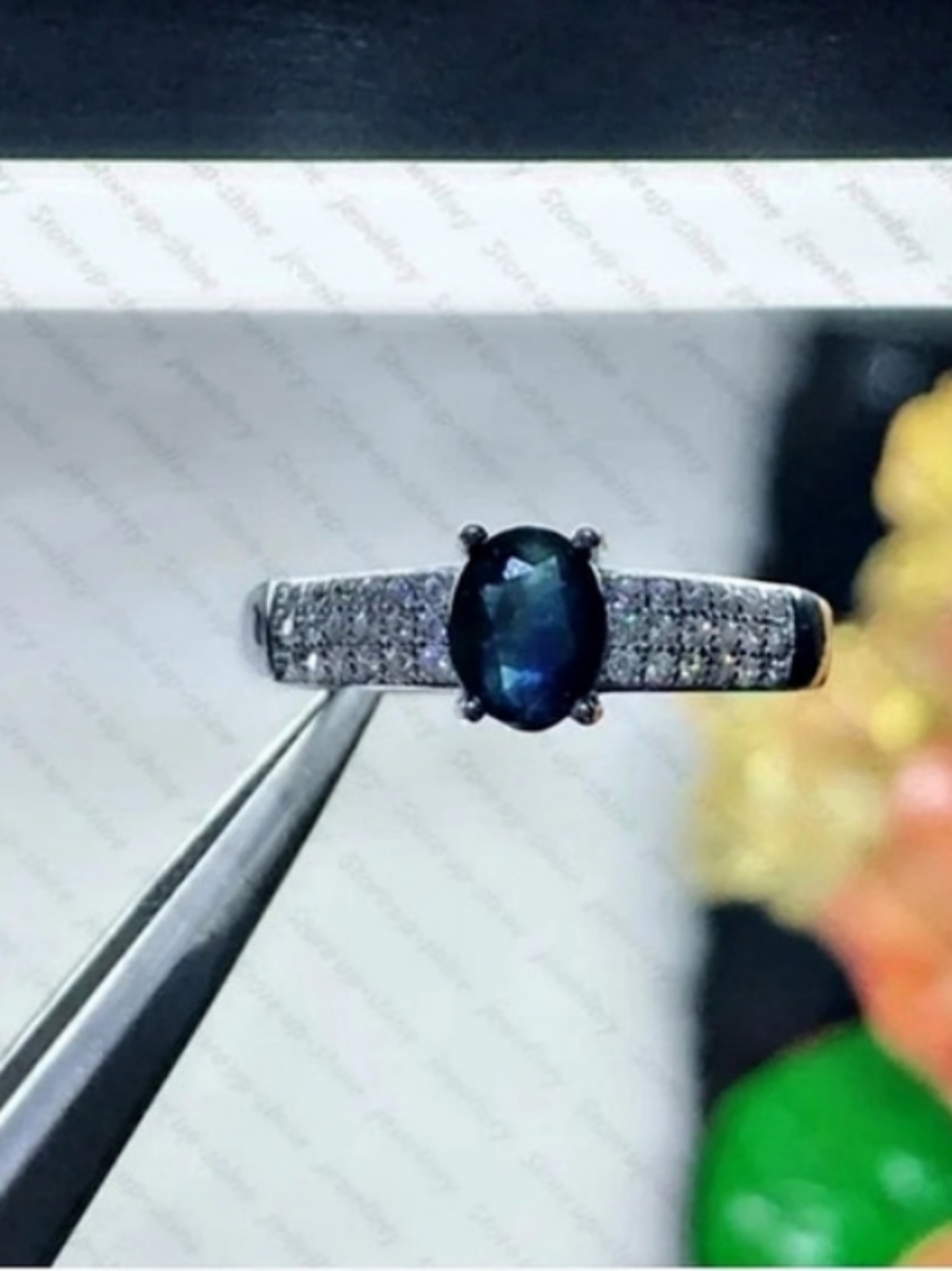 Blue Oval Sapphire Ring - Picture 3 of 5